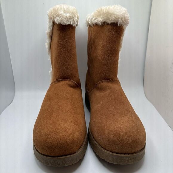 CUSHIONAIRE Women's Heather pull on boot +Memory Foam 8.5 CHESTNUT - Picture 2 of 7